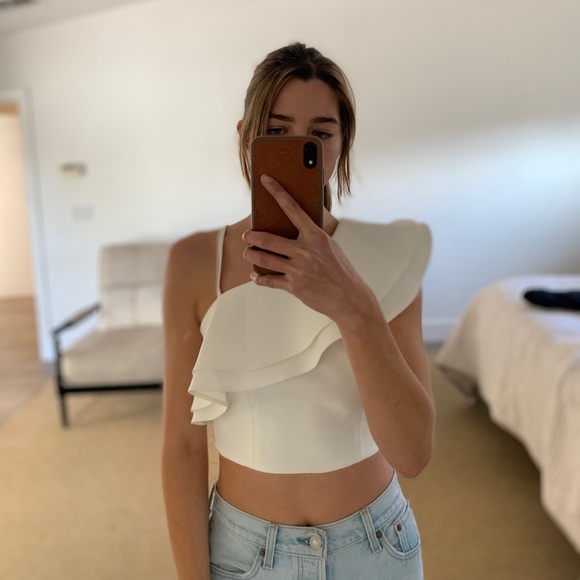 White/cream off the shoulder crop top - Picture 2 of 5